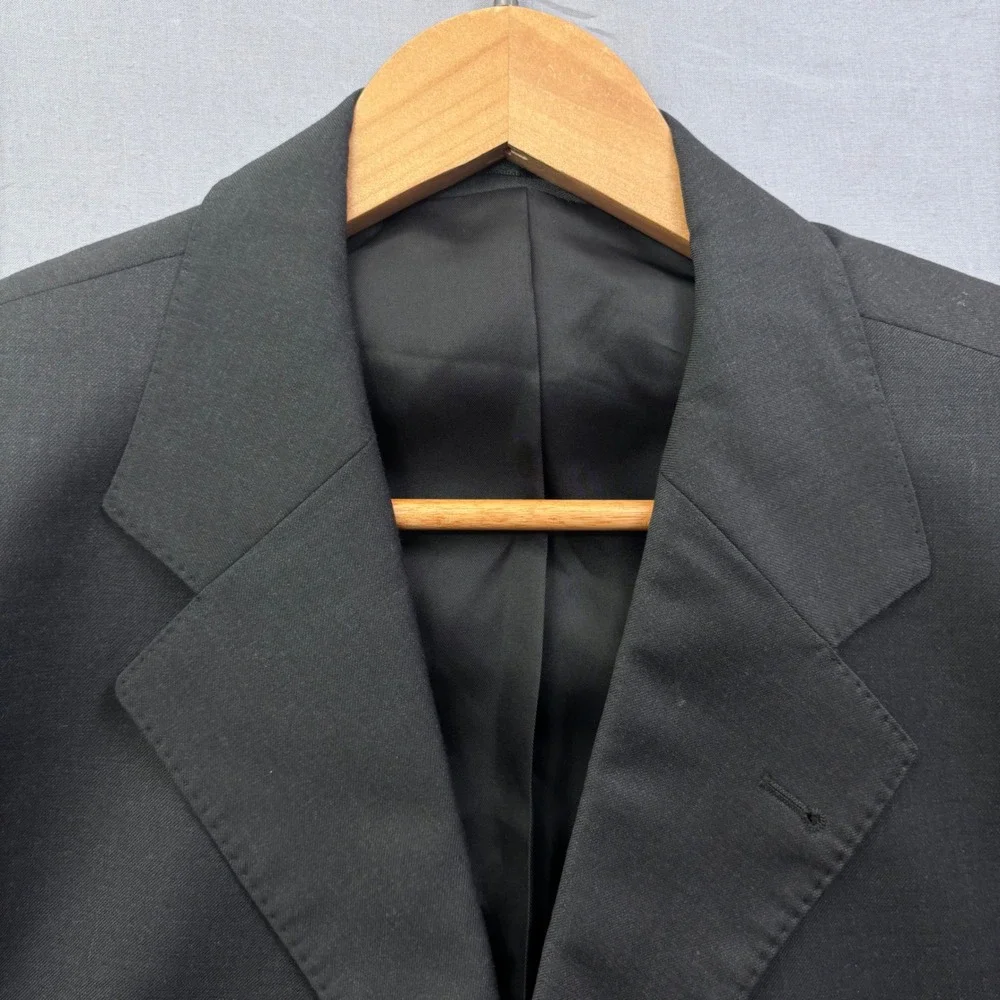 Daniels Paris Mens Super 120s Wool 3 Button Blazer Jacket Black Size 56 Drop 6